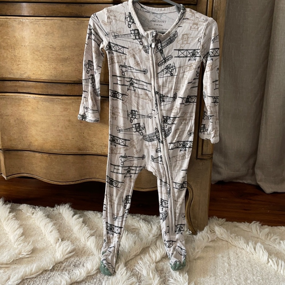 Posh peanut airplane zip pajamas